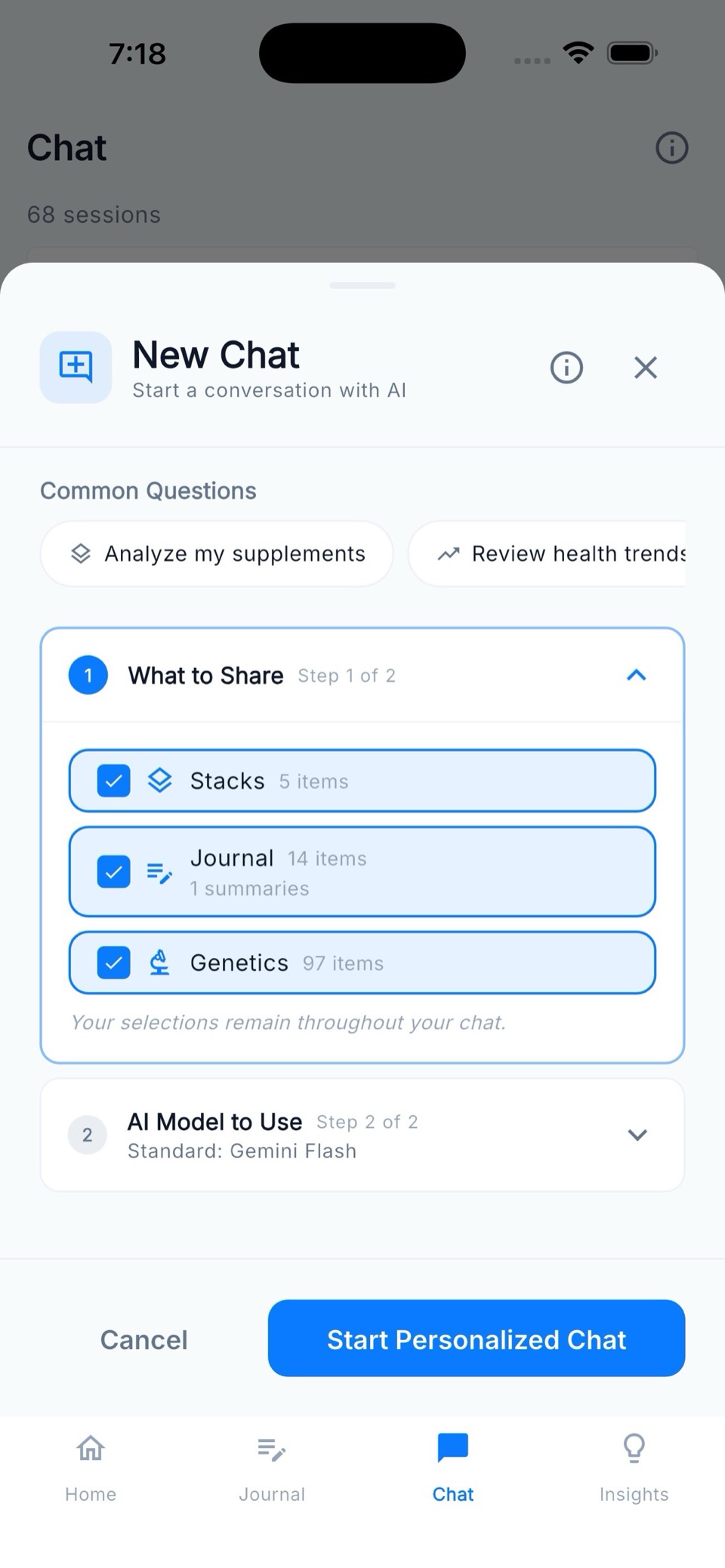 AI chat data sharing setup