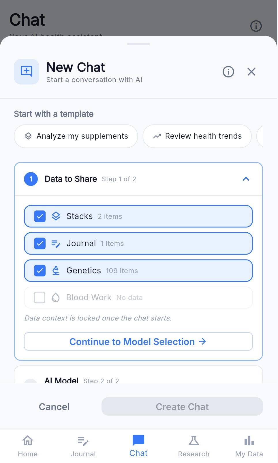 Choose what data to share with AI